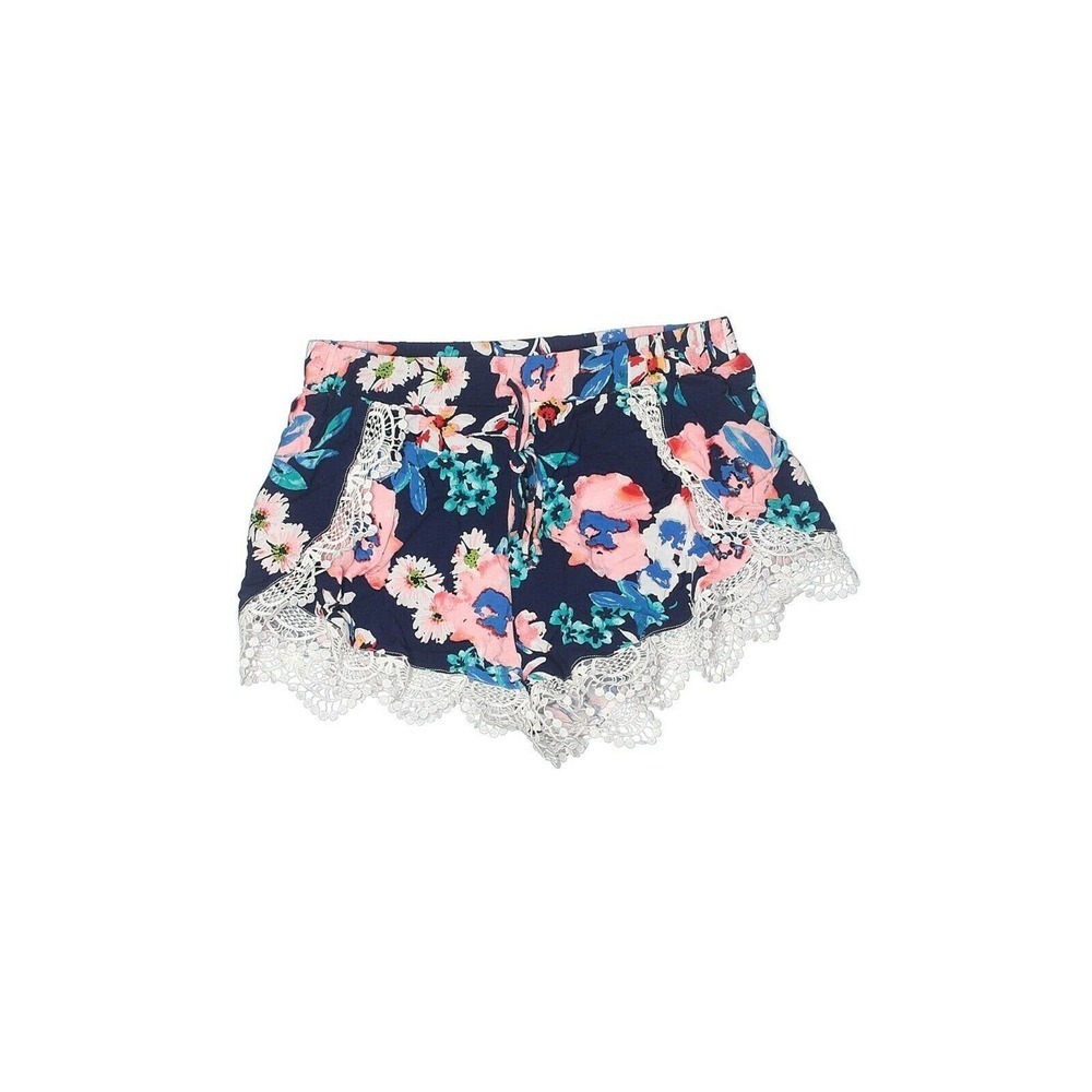 Lily White Womens Shorts Size MEDIUM Floral Crochete Blue Pink White Lace